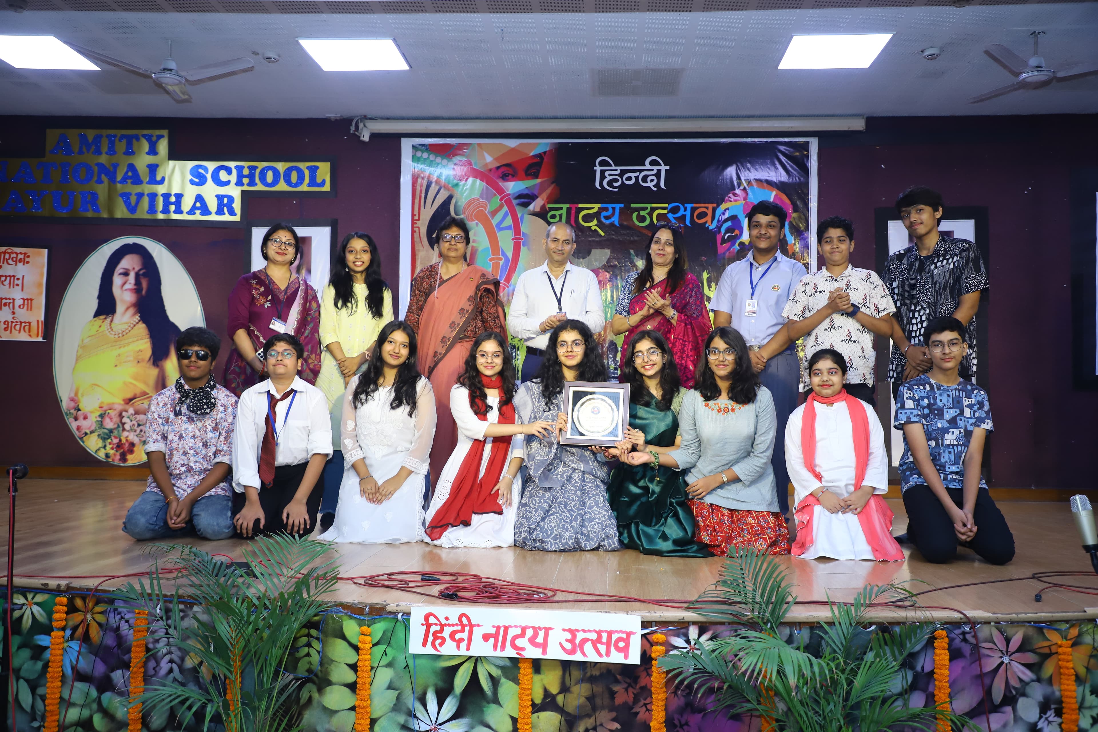 Students performing at the Hindi Natya Utsav theatre festival